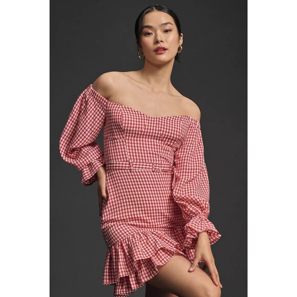 NWT Maeve Off-The-Shoulder Ruffled Mini Dress 0P - Picture 1 of 7